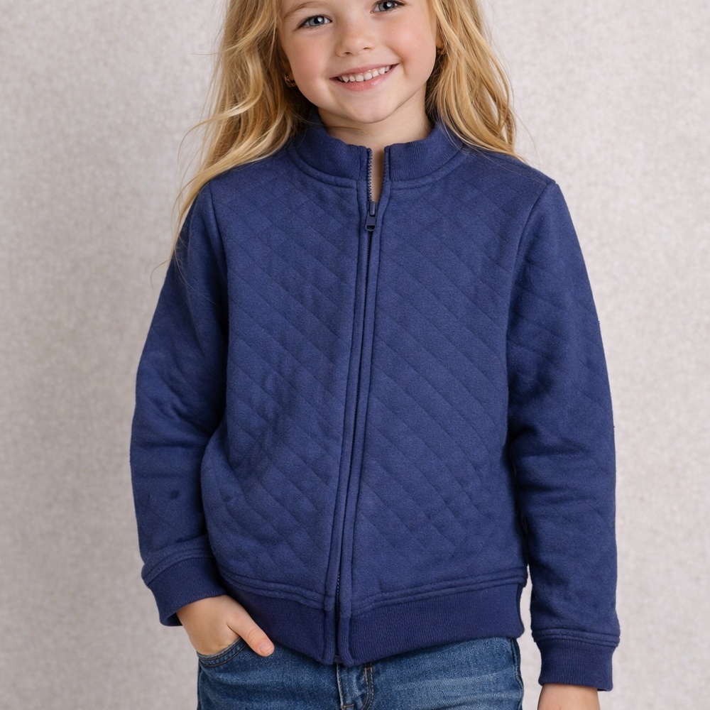 Crazy 8 Quilted Zip-Up Jacket Boys Size 5T Blue Sweatshirt Bomber Casual